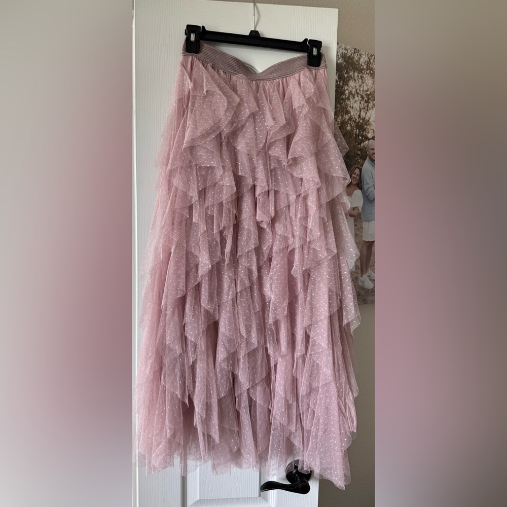 Anthropologie Pink Layered Maxi Skirt